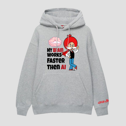 Grey Hoodie - Chacha Chaudhary: My Brain Works Faster Than AI